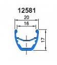 ráfek dvoustěnný 12581- 540 (553 / 519) - natural - 24 děr + 6 x (7 mm) - nýtovací matice M5 + AV díra