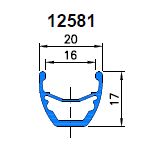 ráfek dvoustěnný 12581- 540 (553 / 519) - černá prášková barva lesklá - RAL: 9005 - 24 děr + 6 x (7 mm) - nýtovací matice M5 + AV díra